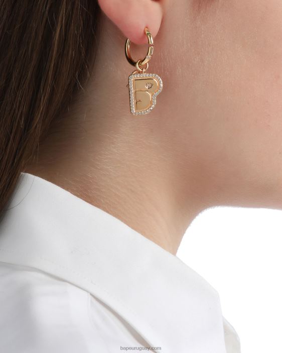 aretes con logo y perlas de cristal mujer oro 26D801110 A Bathing Ape