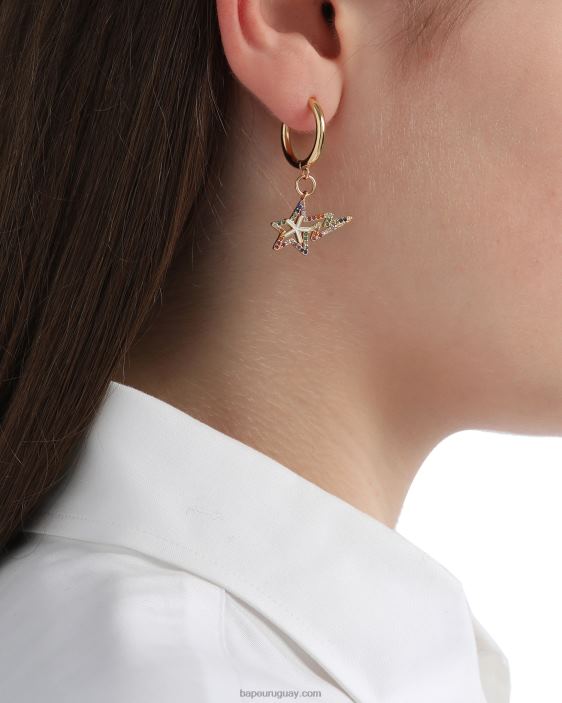 aretes con logo y perlas de cristal mujer oro 26D801110 A Bathing Ape