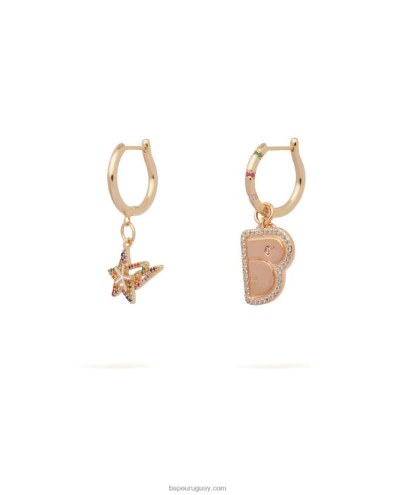 aretes con logo y perlas de cristal mujer oro 26D801110 A Bathing Ape