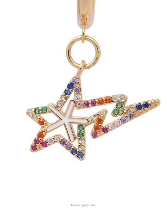 aretes con logo y perlas de cristal mujer oro 26D801110 A Bathing Ape