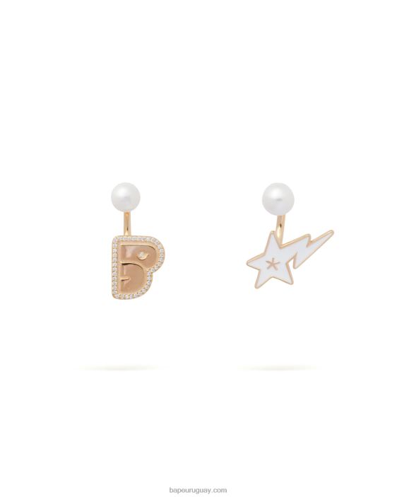 aretes con logo y perlas de cristal mujer oro 26D801126 A Bathing Ape