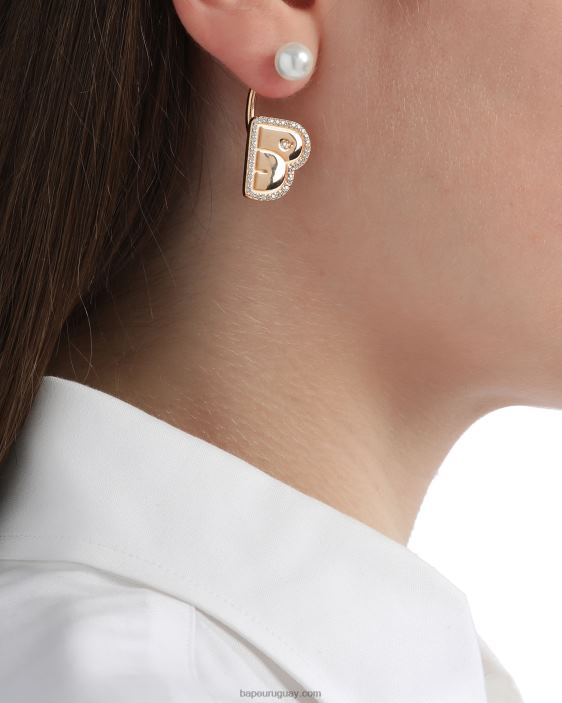aretes con logo y perlas de cristal mujer oro 26D801126 A Bathing Ape