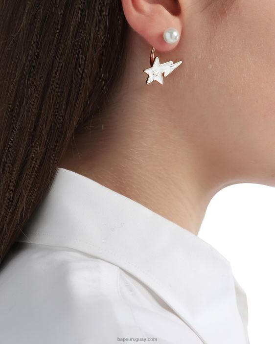 aretes con logo y perlas de cristal mujer oro 26D801126 A Bathing Ape