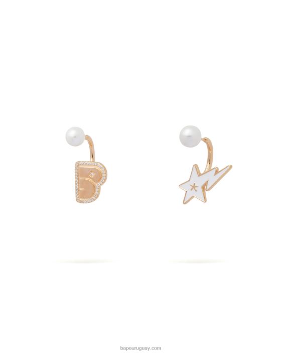 aretes con logo y perlas de cristal mujer oro 26D801126 A Bathing Ape