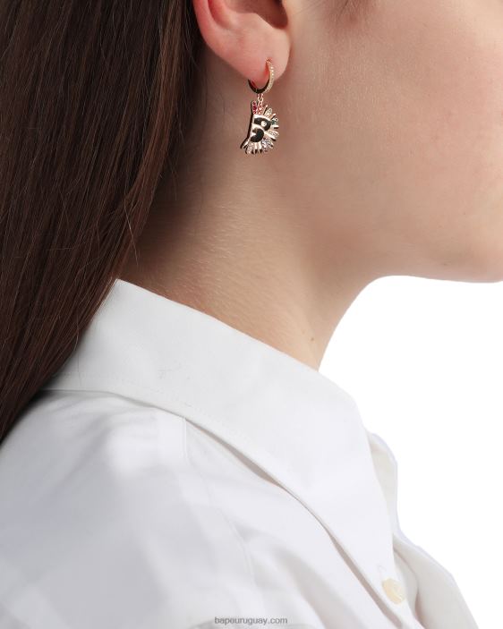 aretes dorados con detalles de cristales mujer oro 26D801111 A Bathing Ape
