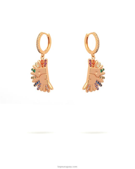 aretes dorados con detalles de cristales mujer oro 26D801111 A Bathing Ape