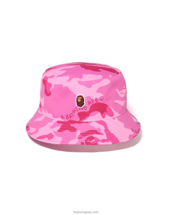 sombrero de pescador de camuflaje Woodland mujer rosa carmín 26D801068 A Bathing Ape