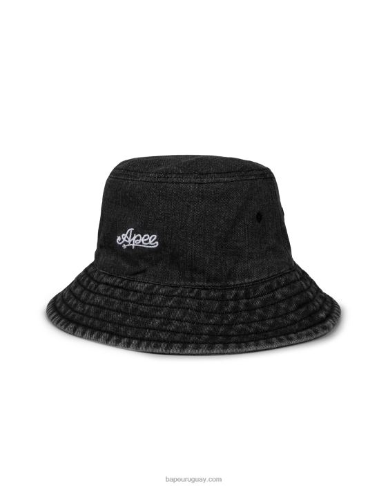 sombrero de pescador de mezclilla mujer negro 26D801086 A Bathing Ape