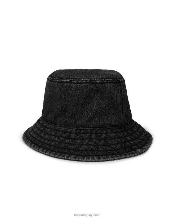 sombrero de pescador de mezclilla mujer negro 26D801086 A Bathing Ape