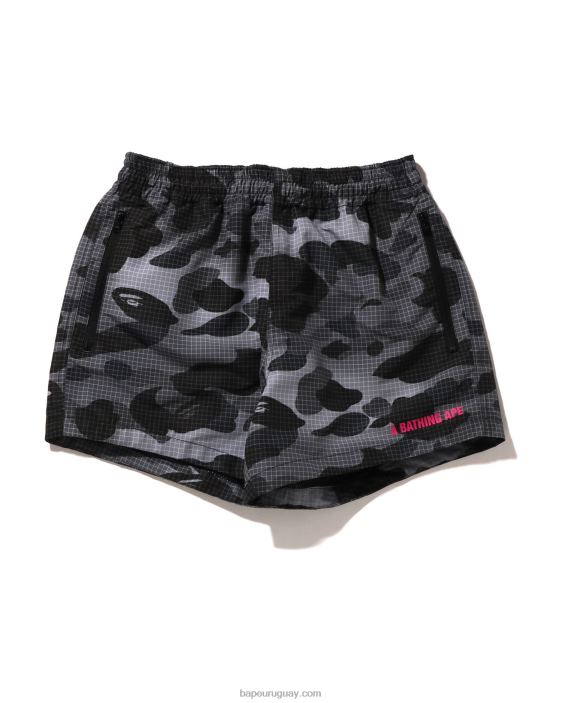 shorts de camuflaje de rejilla mujer negro 26D80899 A Bathing Ape