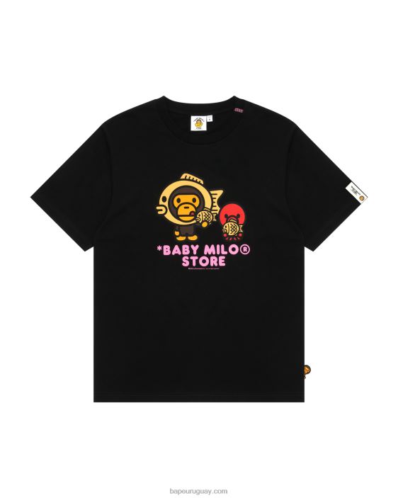 camiseta con estampado de bebé milo mujer negro 26D80860 A Bathing Ape