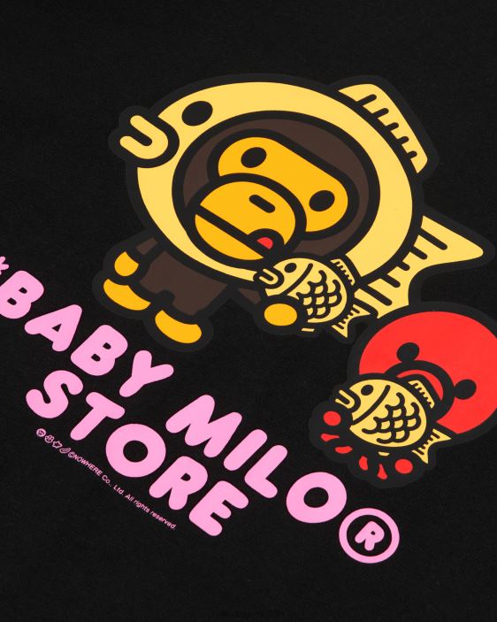 camiseta con estampado de bebé milo mujer negro 26D80860 A Bathing Ape
