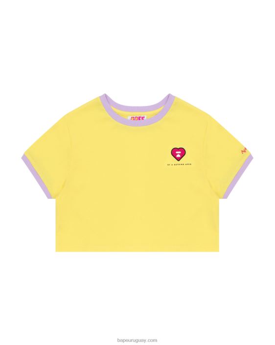 camiseta corta con corazón mujer amarillo 26D80964 A Bathing Ape