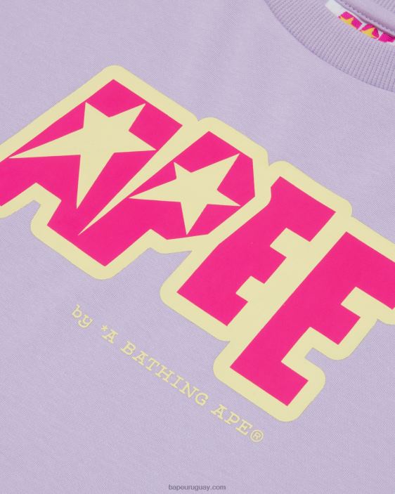 camiseta corta con logo doble mujer lila pastel 26D80955 A Bathing Ape