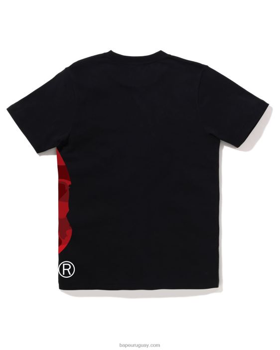 camiseta de cabeza grande con lado de camuflaje de color mujer negro 26D80896 A Bathing Ape