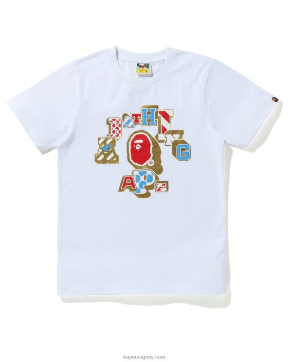 camiseta universitaria con parches mixtos mujer blanco 26D801010 A Bathing Ape