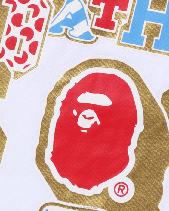 camiseta universitaria con parches mixtos mujer blanco 26D801010 A Bathing Ape