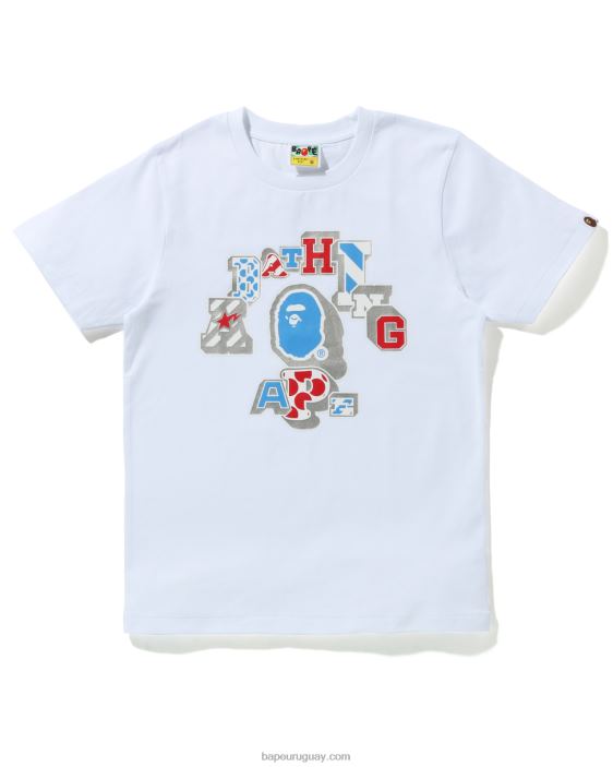 camiseta universitaria con parches mixtos mujer blanco 26D801011 A Bathing Ape