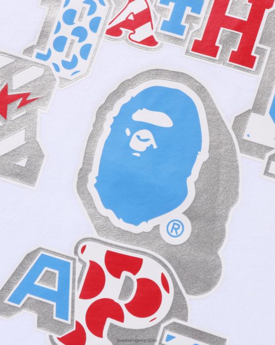 camiseta universitaria con parches mixtos mujer blanco 26D801011 A Bathing Ape