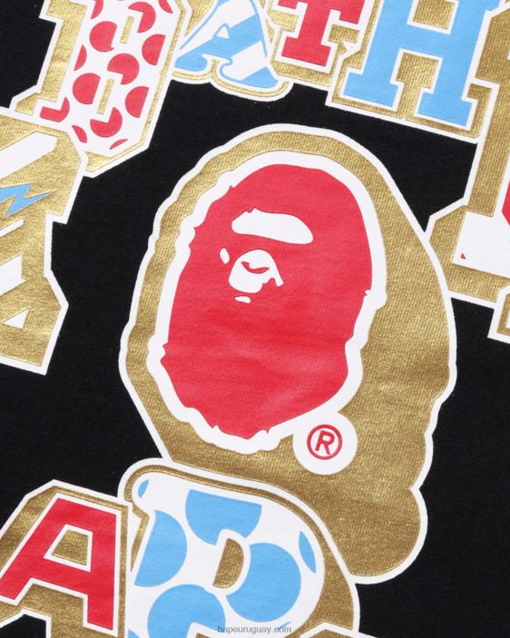 camiseta universitaria con parches mixtos mujer negro 26D801008 A Bathing Ape