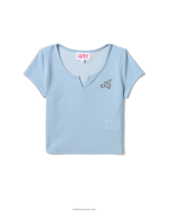 top corto con cuello en V mujer azul claro 26D80820 A Bathing Ape
