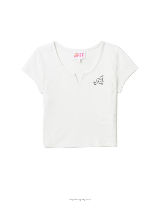 top corto con cuello en V mujer blanco 26D80821 A Bathing Ape