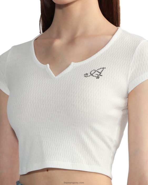top corto con cuello en V mujer blanco 26D80821 A Bathing Ape