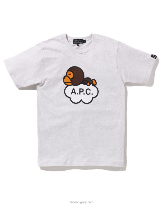x a.p.c. camiseta ancha milo mujer gris 26D80903 A Bathing Ape