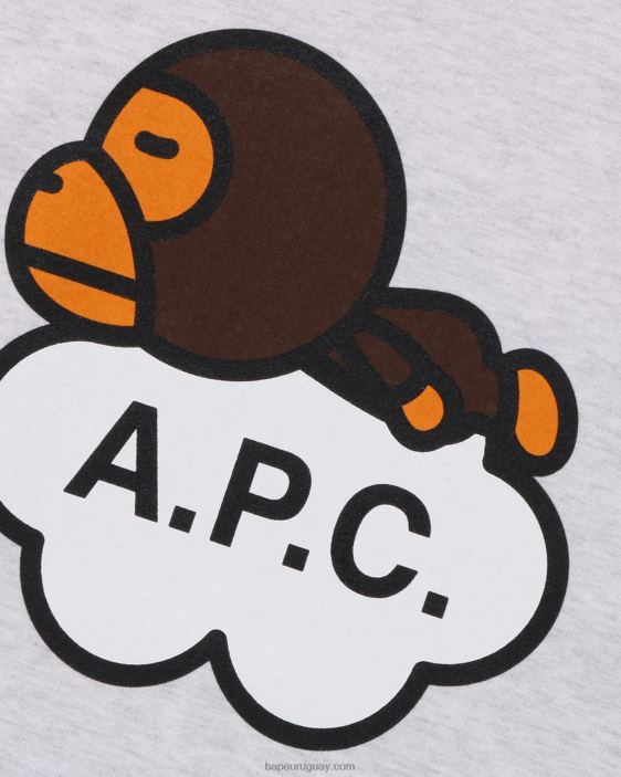 x a.p.c. camiseta ancha milo mujer gris 26D80903 A Bathing Ape