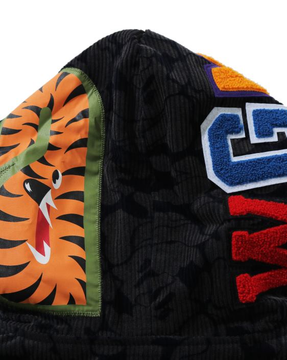 chamarra con capucha y cremallera completa Shark de pana de camuflaje sólido mujer Azul marino 26D801025 A Bathing Ape