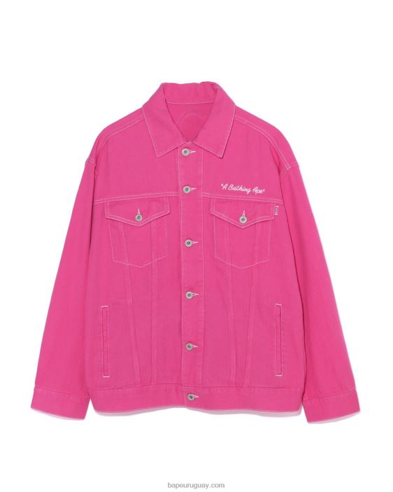 chamarra de sarga de color oversize Champion mujer rosa carmín 26D80912 A Bathing Ape