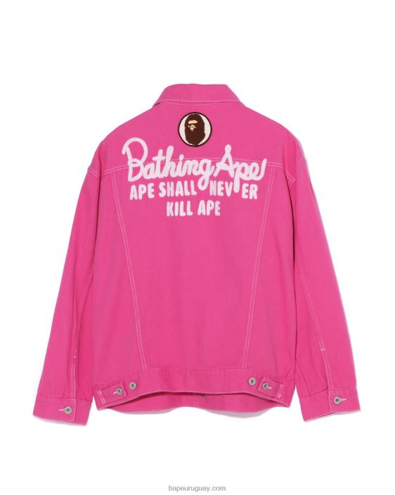 chamarra de sarga de color oversize Champion mujer rosa carmín 26D80912 A Bathing Ape