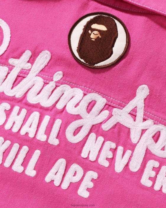 chamarra de sarga de color oversize Champion mujer rosa carmín 26D80912 A Bathing Ape