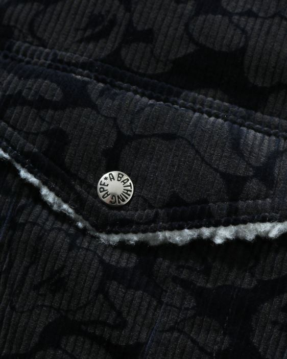 chamarra extragrande boa de pana de camuflaje liso mujer Azul marino 26D801027 A Bathing Ape