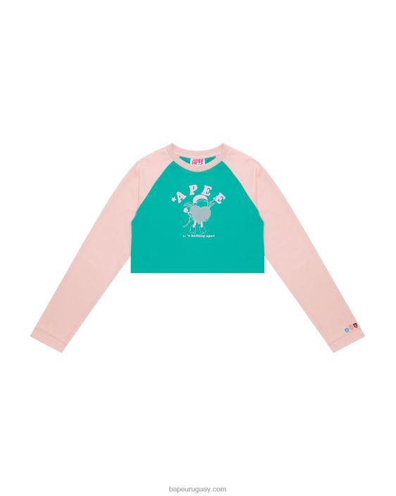 playera raglán de manga larga con gráfico mujer rosa 26D801053 A Bathing Ape