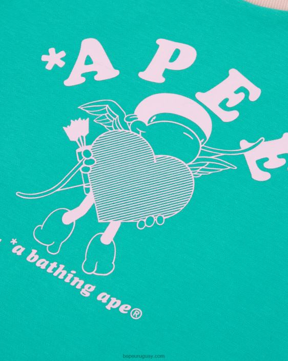 playera raglán de manga larga con gráfico mujer rosa 26D801053 A Bathing Ape