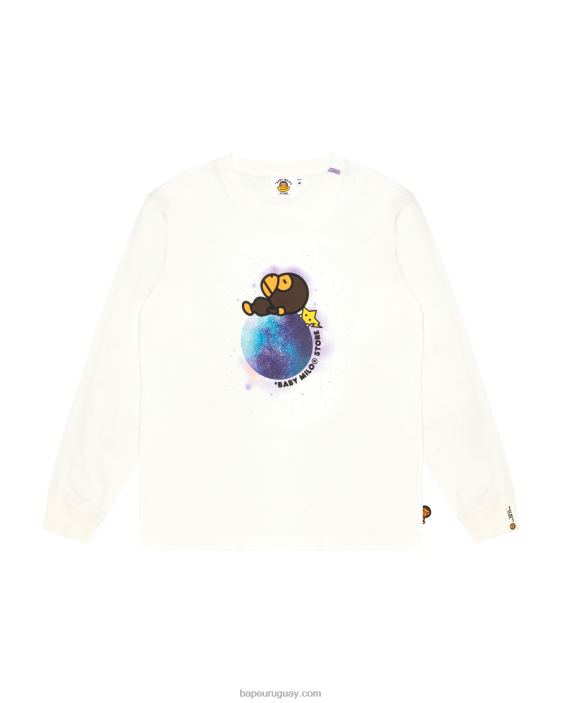 camiseta de manga larga con gráfico de milo bebé mujer blanco 26D80914 A Bathing Ape