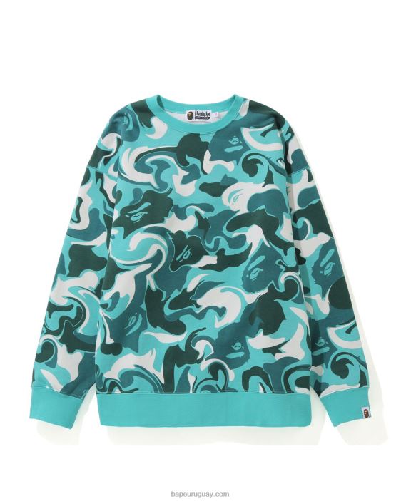 cuello redondo extragrande de camuflaje de mármol mujer menta 26D801018 A Bathing Ape