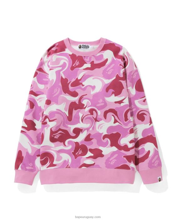 cuello redondo extragrande de camuflaje de mármol mujer rosa 26D801019 A Bathing Ape