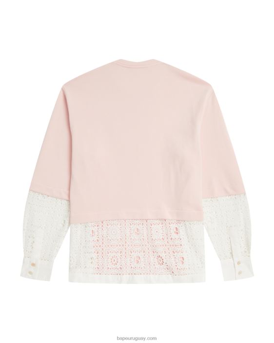 sudadera asimétrica a capas mujer rosa 26D80997 A Bathing Ape