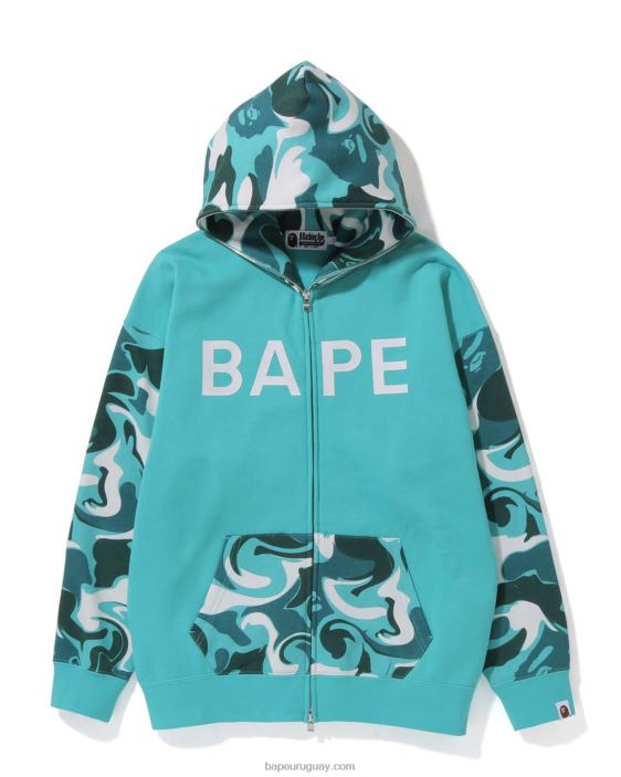 sudadera con capucha y cremallera completa de camuflaje de mármol mujer menta 26D801012 A Bathing Ape