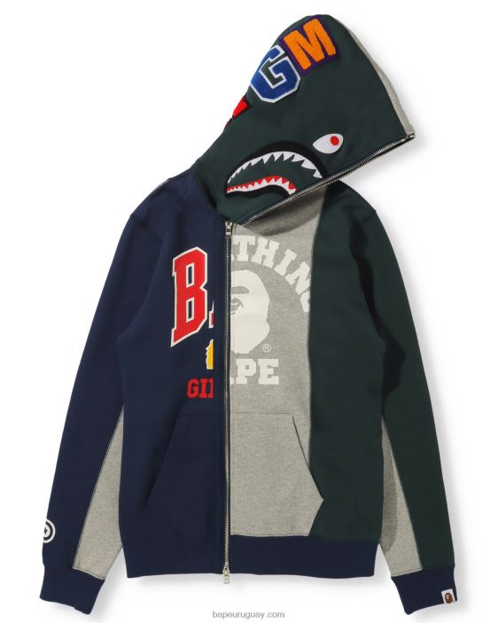 sudadera con cremallera completa Docking Shark mujer gris 26D801040 A Bathing Ape