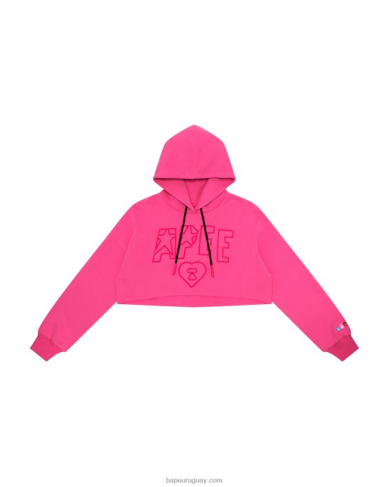 sudadera corta con logo de simio mujer rosa 26D801029 A Bathing Ape