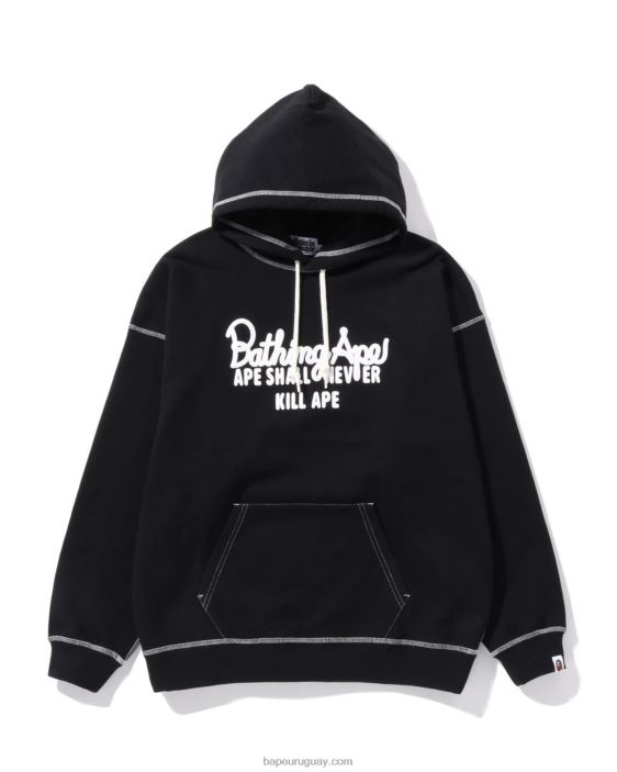 sudadera extragrande con capucha y costuras de color mujer negro 26D80970 A Bathing Ape
