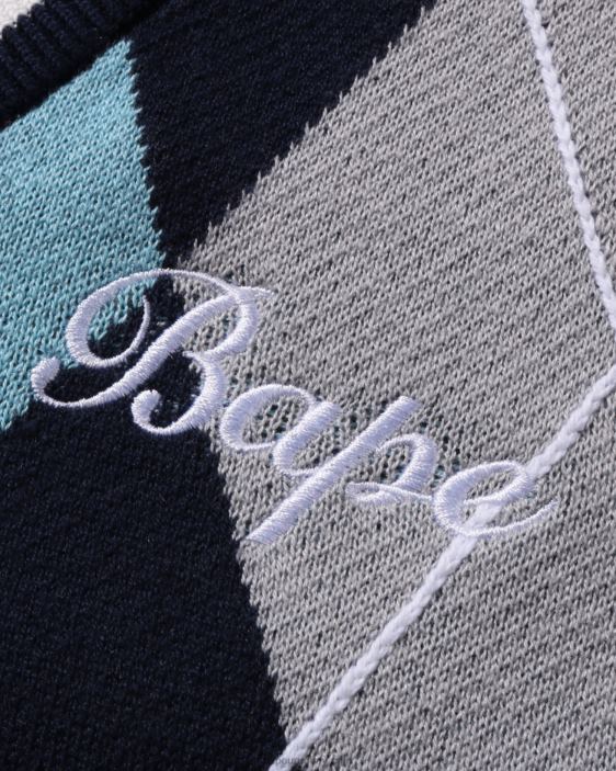 chaleco de punto con bordado de rombos mujer azul 26D801007 A Bathing Ape