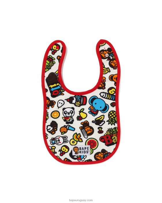 babero baby milo frutas mixtas niños de color crema 26D801332 A Bathing Ape