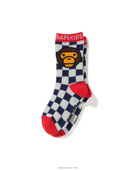 baby milo calcetines con bandera a cuadros niños Azul marino 26D801741 A Bathing Ape