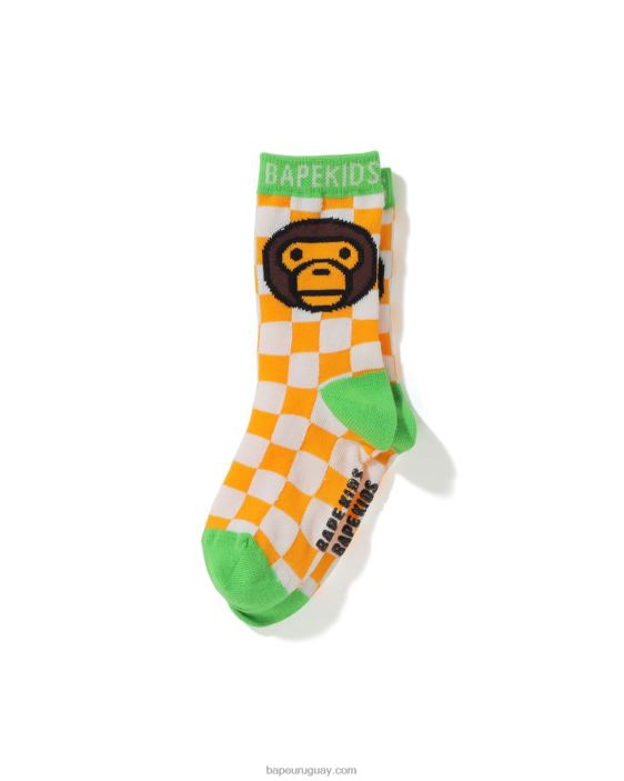 baby milo calcetines con bandera a cuadros niños naranja 26D801742 A Bathing Ape