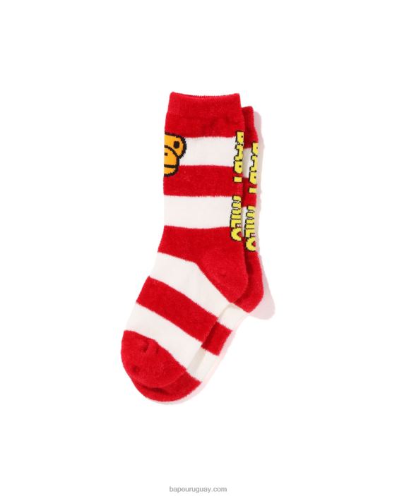 calcetines con cara de milo baby hoop niños rojo brillante 26D801502 A Bathing Ape