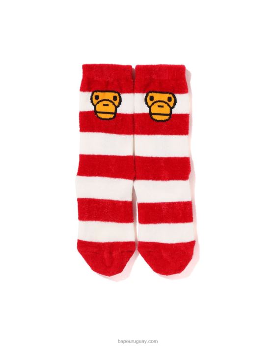 calcetines con cara de milo baby hoop niños rojo brillante 26D801502 A Bathing Ape